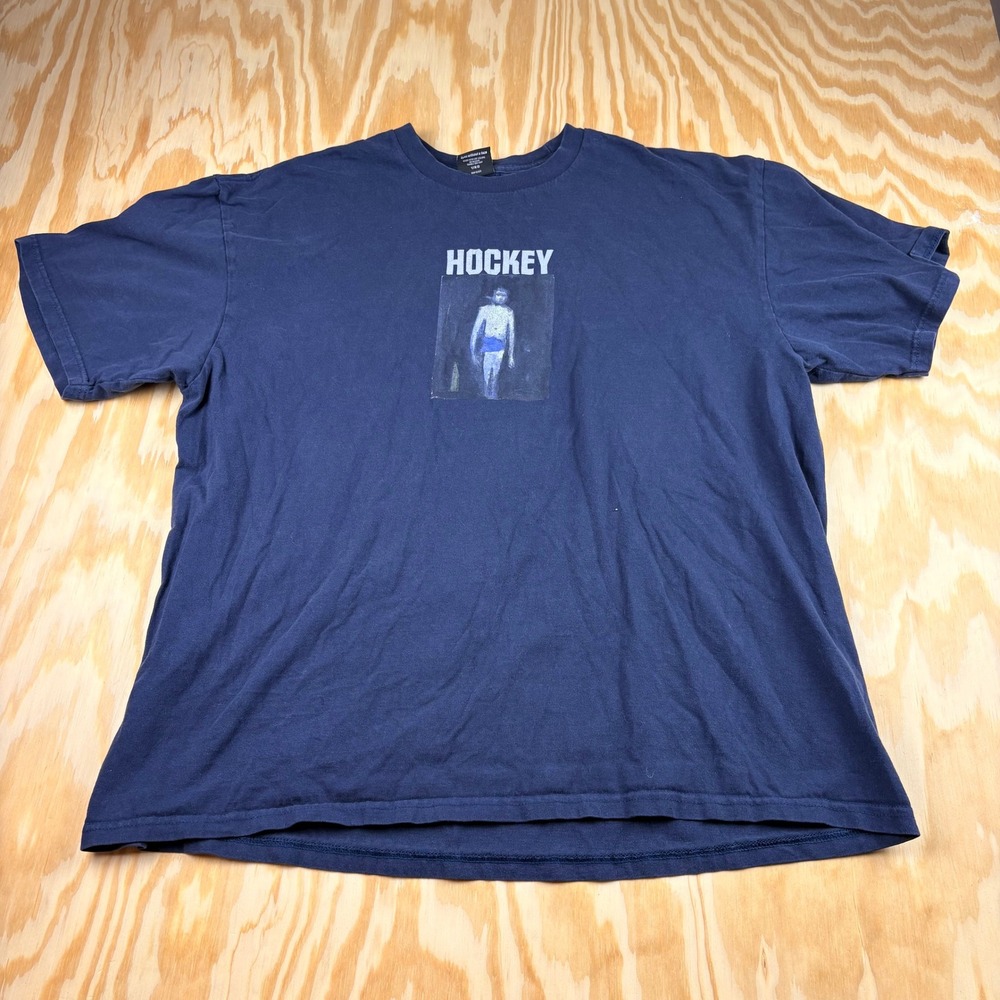 Hockey Skateboards Graphic T-Shirt Mens XL Navy Blue Short Sleeve Cotton Tee